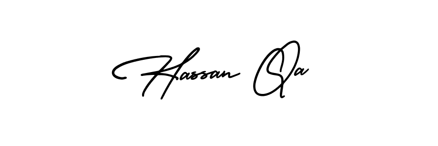 You should practise on your own different ways (AmerikaSignatureDemo-Regular) to write your name (Hassan Qa) in signature. don't let someone else do it for you. Hassan Qa signature style 3 images and pictures png