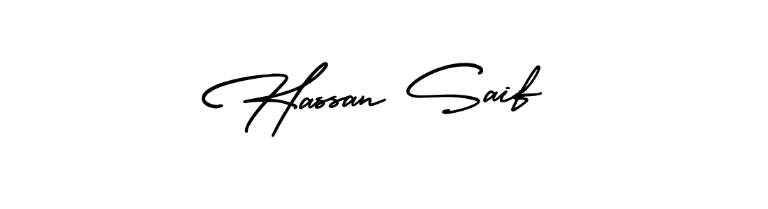The best way (AmerikaSignatureDemo-Regular) to make a short signature is to pick only two or three words in your name. The name Hassan Saif include a total of six letters. For converting this name. Hassan Saif signature style 3 images and pictures png