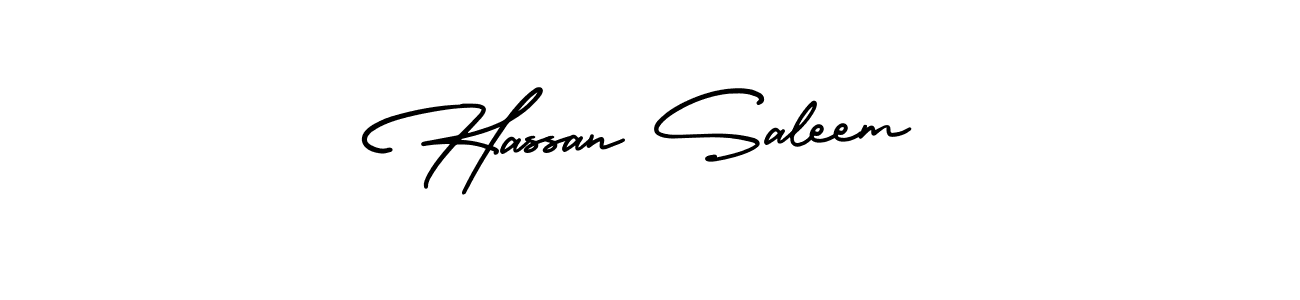 You should practise on your own different ways (AmerikaSignatureDemo-Regular) to write your name (Hassan Saleem) in signature. don't let someone else do it for you. Hassan Saleem signature style 3 images and pictures png