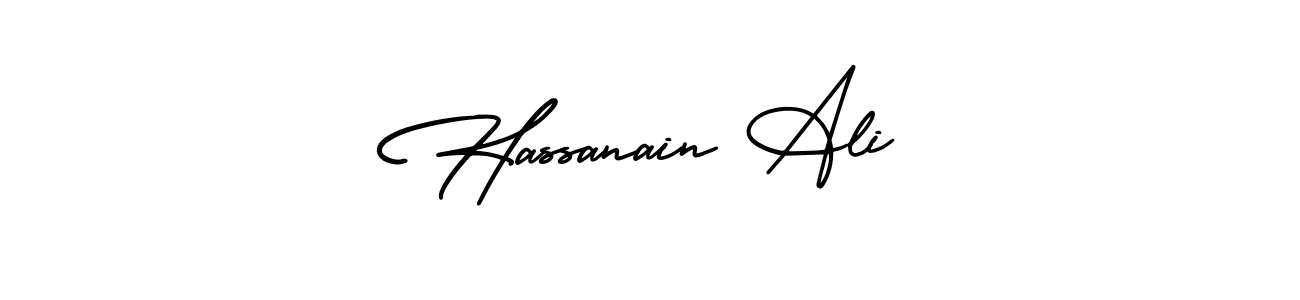 Make a beautiful signature design for name Hassanain Ali. With this signature (AmerikaSignatureDemo-Regular) style, you can create a handwritten signature for free. Hassanain Ali signature style 3 images and pictures png