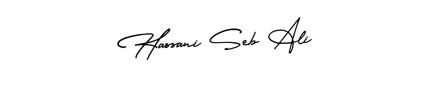 Hassani Seb Ali stylish signature style. Best Handwritten Sign (AmerikaSignatureDemo-Regular) for my name. Handwritten Signature Collection Ideas for my name Hassani Seb Ali. Hassani Seb Ali signature style 3 images and pictures png