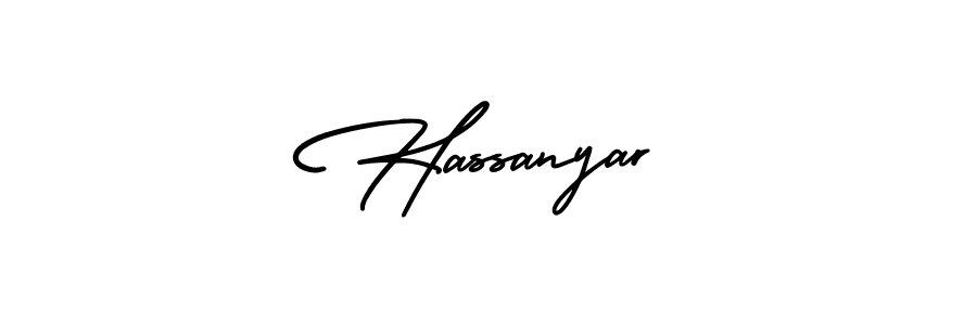 Make a beautiful signature design for name Hassanyar. With this signature (AmerikaSignatureDemo-Regular) style, you can create a handwritten signature for free. Hassanyar signature style 3 images and pictures png