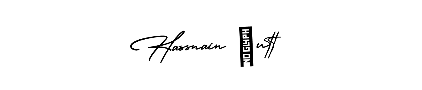 You should practise on your own different ways (AmerikaSignatureDemo-Regular) to write your name (Hassnain جutt) in signature. don't let someone else do it for you. Hassnain جutt signature style 3 images and pictures png