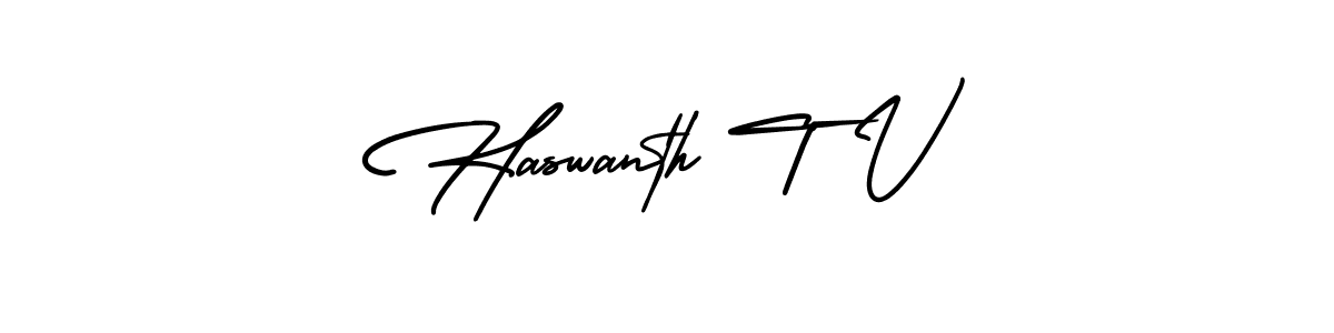 Create a beautiful signature design for name Haswanth T V. With this signature (AmerikaSignatureDemo-Regular) fonts, you can make a handwritten signature for free. Haswanth T V signature style 3 images and pictures png