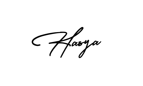 Use a signature maker to create a handwritten signature online. With this signature software, you can design (AmerikaSignatureDemo-Regular) your own signature for name Hasya. Hasya signature style 3 images and pictures png