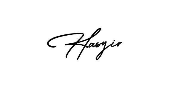 You should practise on your own different ways (AmerikaSignatureDemo-Regular) to write your name (Hasyir) in signature. don't let someone else do it for you. Hasyir signature style 3 images and pictures png