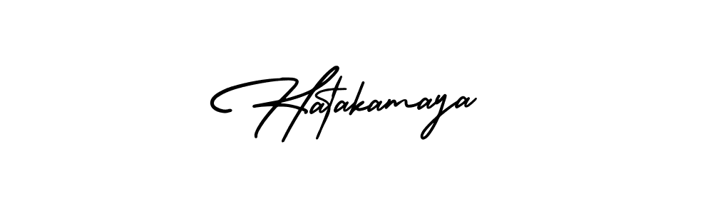 The best way (AmerikaSignatureDemo-Regular) to make a short signature is to pick only two or three words in your name. The name Hatakamaya include a total of six letters. For converting this name. Hatakamaya signature style 3 images and pictures png