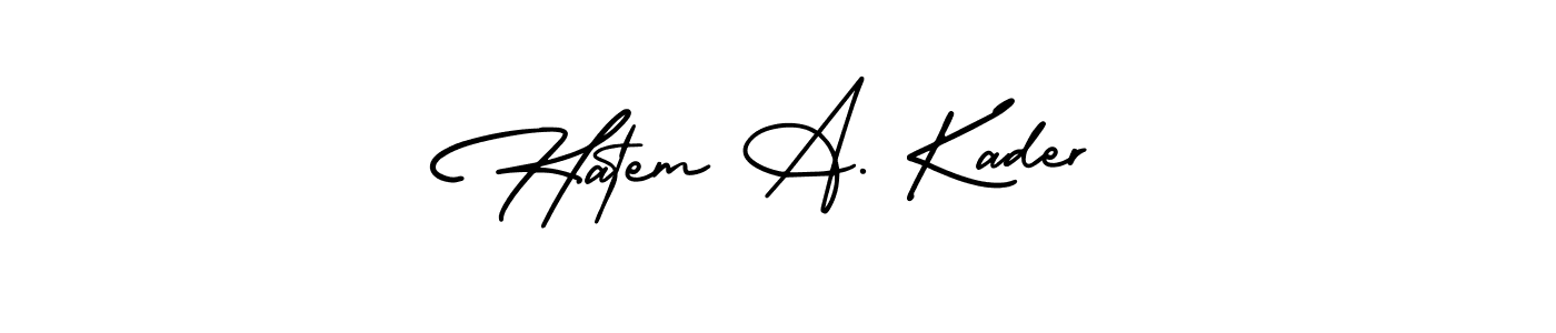 Make a short Hatem A. Kader signature style. Manage your documents anywhere anytime using AmerikaSignatureDemo-Regular. Create and add eSignatures, submit forms, share and send files easily. Hatem A. Kader signature style 3 images and pictures png