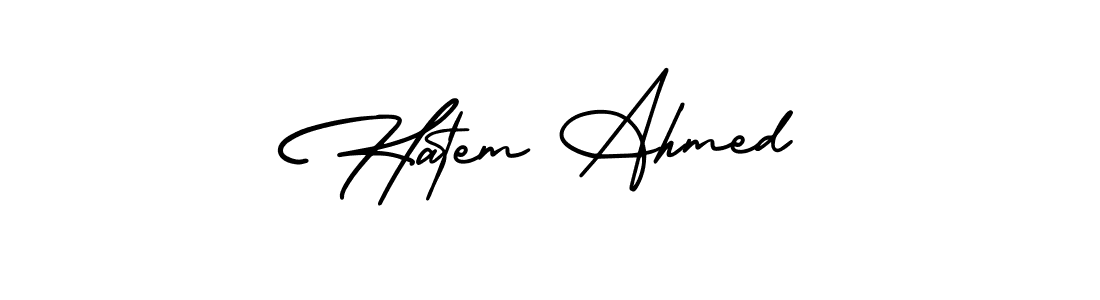Design your own signature with our free online signature maker. With this signature software, you can create a handwritten (AmerikaSignatureDemo-Regular) signature for name Hatem Ahmed. Hatem Ahmed signature style 3 images and pictures png