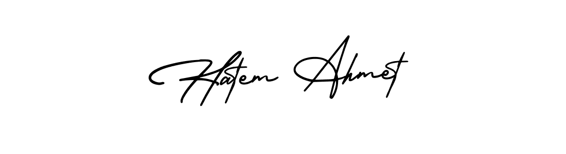 Make a beautiful signature design for name Hatem Ahmet. With this signature (AmerikaSignatureDemo-Regular) style, you can create a handwritten signature for free. Hatem Ahmet signature style 3 images and pictures png