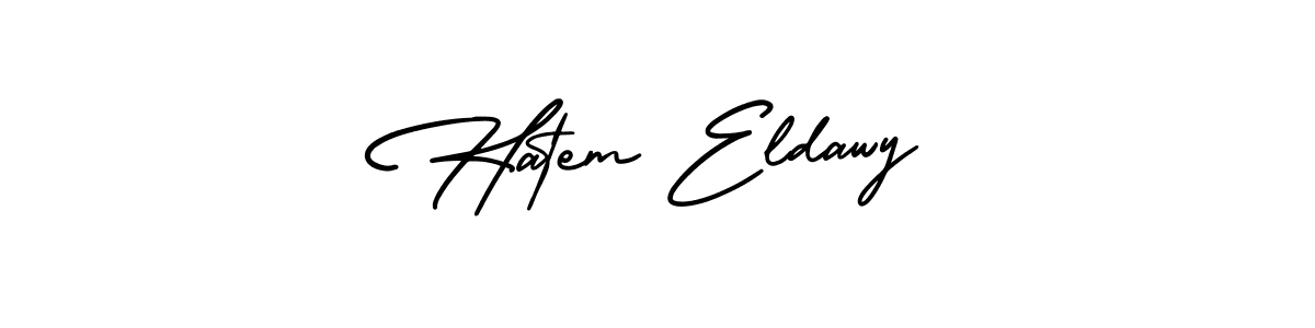 You should practise on your own different ways (AmerikaSignatureDemo-Regular) to write your name (Hatem Eldawy) in signature. don't let someone else do it for you. Hatem Eldawy signature style 3 images and pictures png