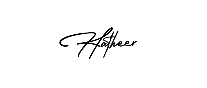 The best way (AmerikaSignatureDemo-Regular) to make a short signature is to pick only two or three words in your name. The name Hatheer include a total of six letters. For converting this name. Hatheer signature style 3 images and pictures png