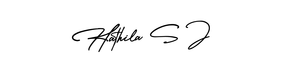 Make a short Hathila S J signature style. Manage your documents anywhere anytime using AmerikaSignatureDemo-Regular. Create and add eSignatures, submit forms, share and send files easily. Hathila S J signature style 3 images and pictures png