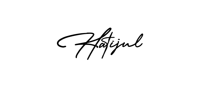 You should practise on your own different ways (AmerikaSignatureDemo-Regular) to write your name (Hatijul) in signature. don't let someone else do it for you. Hatijul signature style 3 images and pictures png