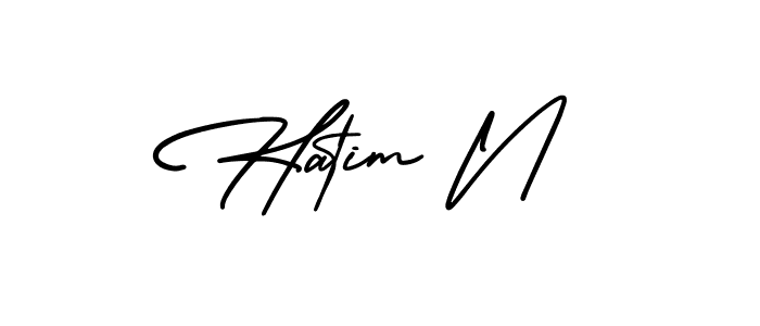 Design your own signature with our free online signature maker. With this signature software, you can create a handwritten (AmerikaSignatureDemo-Regular) signature for name Hatim N. Hatim N signature style 3 images and pictures png