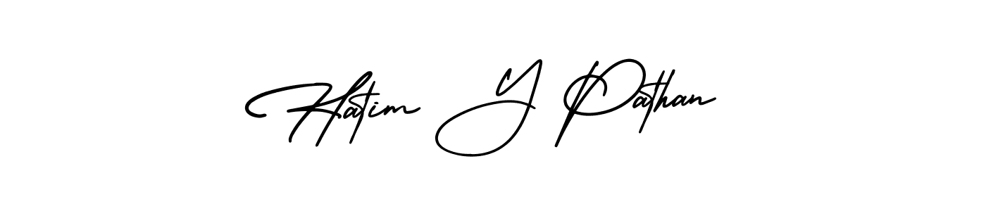 How to make Hatim Y Pathan signature? AmerikaSignatureDemo-Regular is a professional autograph style. Create handwritten signature for Hatim Y Pathan name. Hatim Y Pathan signature style 3 images and pictures png