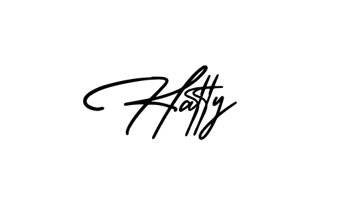 Make a beautiful signature design for name Hatty. With this signature (AmerikaSignatureDemo-Regular) style, you can create a handwritten signature for free. Hatty signature style 3 images and pictures png