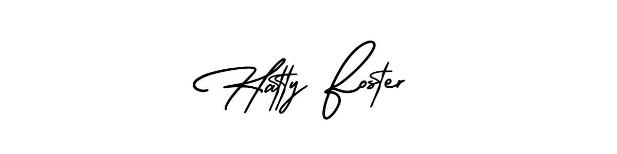 You should practise on your own different ways (AmerikaSignatureDemo-Regular) to write your name (Hatty Foster) in signature. don't let someone else do it for you. Hatty Foster signature style 3 images and pictures png