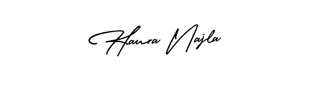 This is the best signature style for the Haura Najla name. Also you like these signature font (AmerikaSignatureDemo-Regular). Mix name signature. Haura Najla signature style 3 images and pictures png