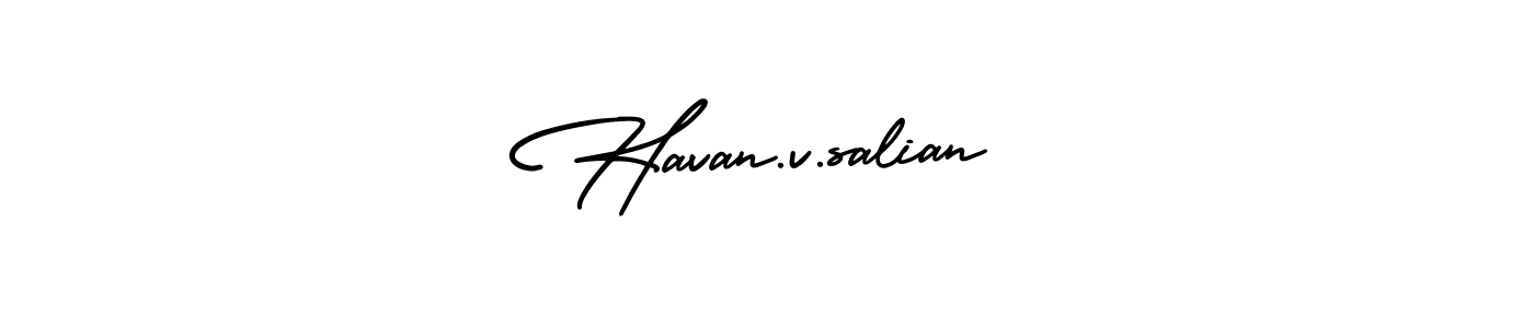 if you are searching for the best signature style for your name Havan.v.salian. so please give up your signature search. here we have designed multiple signature styles  using AmerikaSignatureDemo-Regular. Havan.v.salian signature style 3 images and pictures png