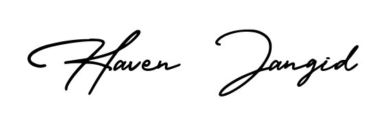 Get inspired by this graceful AmerikaSignatureDemo-Regular signature style for name Haven  Jangid. Smooth loops and balanced proportions for everyday use. Haven  Jangid signature style 3 images and pictures png