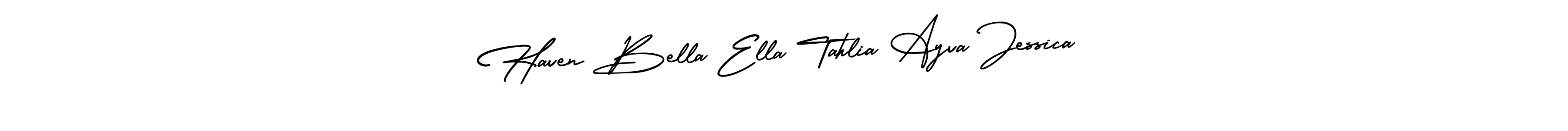 See photos of Haven Bella Ella Tahlia Ayva Jessica official signature by Spectra . Check more albums & portfolios. Read reviews & check more about AmerikaSignatureDemo-Regular font. Haven Bella Ella Tahlia Ayva Jessica signature style 3 images and pictures png