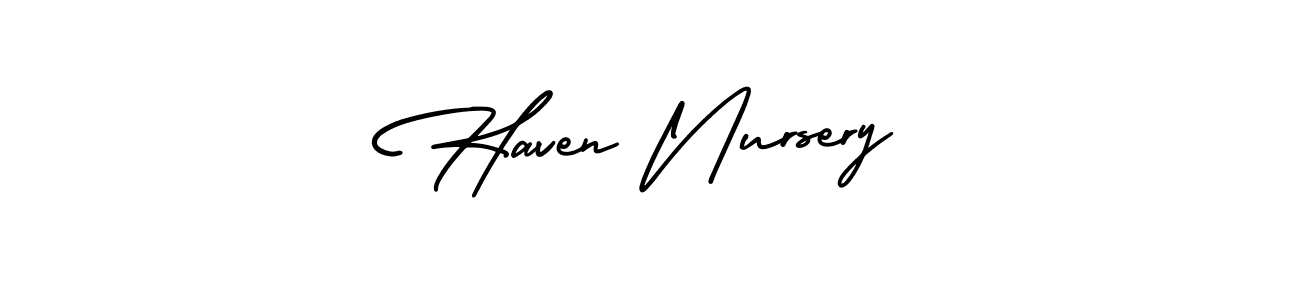 The best way (AmerikaSignatureDemo-Regular) to make a short signature is to pick only two or three words in your name. The name Haven Nursery include a total of six letters. For converting this name. Haven Nursery signature style 3 images and pictures png