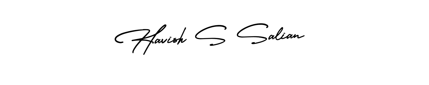 AmerikaSignatureDemo-Regular is a professional signature style that is perfect for those who want to add a touch of class to their signature. It is also a great choice for those who want to make their signature more unique. Get Havish S Salian name to fancy signature for free. Havish S Salian signature style 3 images and pictures png