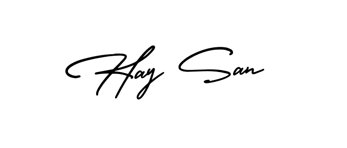 Create a beautiful signature design for name Hay San. With this signature (AmerikaSignatureDemo-Regular) fonts, you can make a handwritten signature for free. Hay San signature style 3 images and pictures png