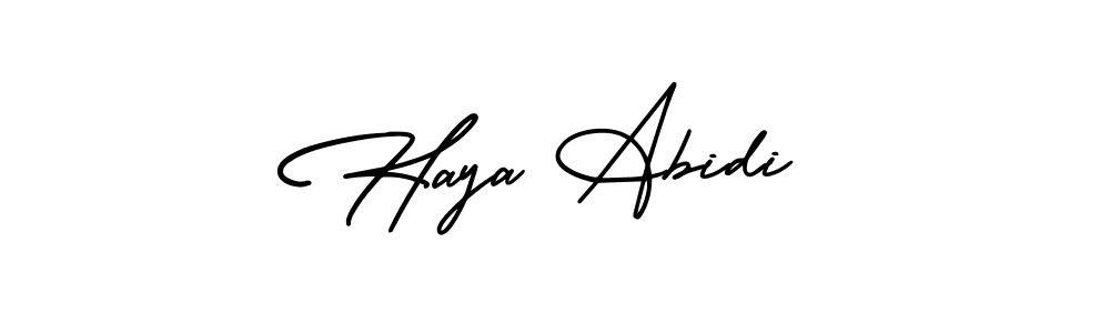 How to make Haya Abidi name signature. Use AmerikaSignatureDemo-Regular style for creating short signs online. This is the latest handwritten sign. Haya Abidi signature style 3 images and pictures png