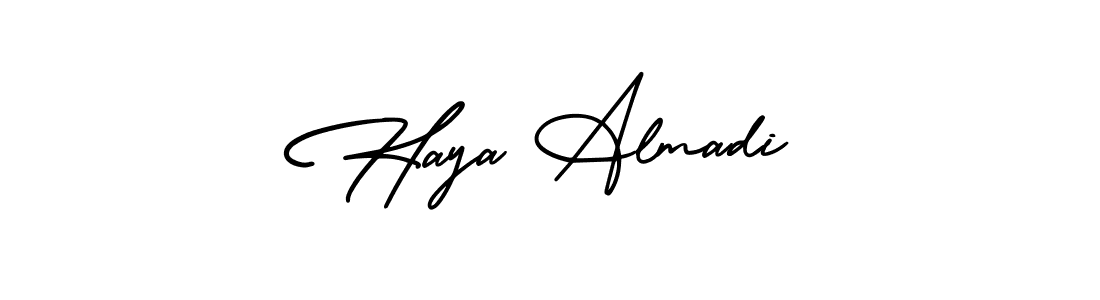 It looks lik you need a new signature style for name Haya Almadi. Design unique handwritten (AmerikaSignatureDemo-Regular) signature with our free signature maker in just a few clicks. Haya Almadi signature style 3 images and pictures png