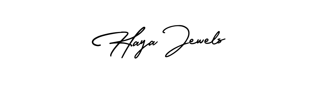 Make a beautiful signature design for name Haya Jewels. With this signature (AmerikaSignatureDemo-Regular) style, you can create a handwritten signature for free. Haya Jewels signature style 3 images and pictures png