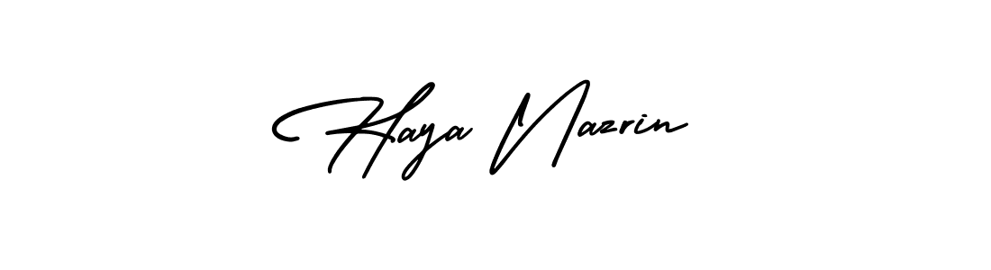 Design your own signature with our free online signature maker. With this signature software, you can create a handwritten (AmerikaSignatureDemo-Regular) signature for name Haya Nazrin. Haya Nazrin signature style 3 images and pictures png