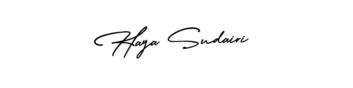 The best way (AmerikaSignatureDemo-Regular) to make a short signature is to pick only two or three words in your name. The name Haya Sudairi include a total of six letters. For converting this name. Haya Sudairi signature style 3 images and pictures png