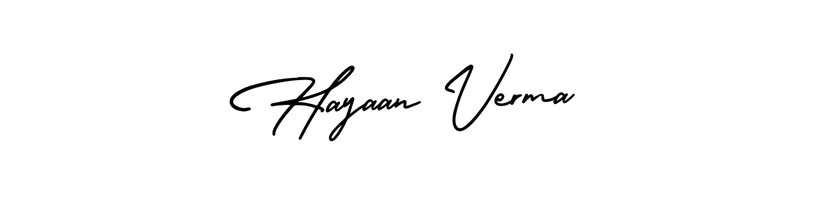 It looks lik you need a new signature style for name Hayaan Verma. Design unique handwritten (AmerikaSignatureDemo-Regular) signature with our free signature maker in just a few clicks. Hayaan Verma signature style 3 images and pictures png