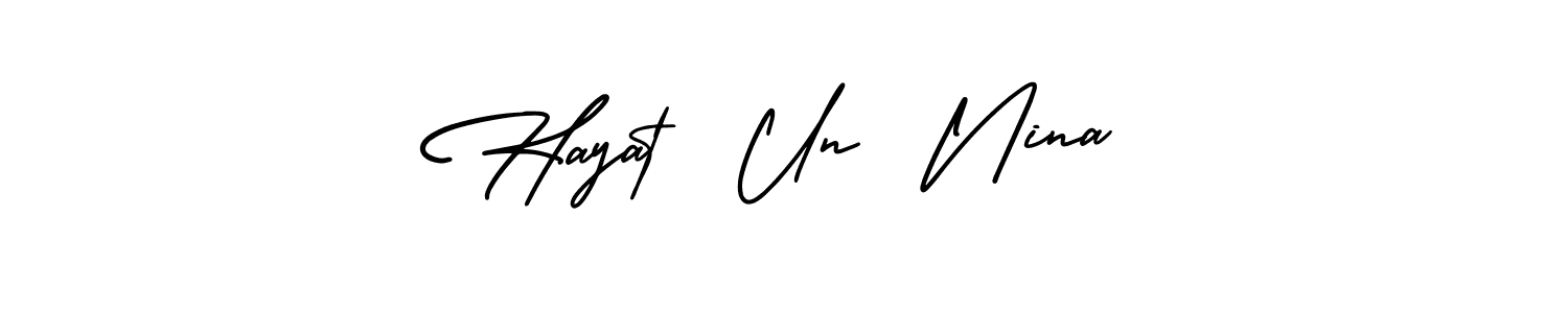 if you are searching for the best signature style for your name Hayat  Un  Nina. so please give up your signature search. here we have designed multiple signature styles  using AmerikaSignatureDemo-Regular. Hayat  Un  Nina signature style 3 images and pictures png