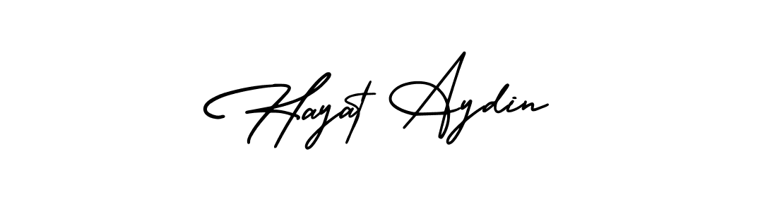 The best way (AmerikaSignatureDemo-Regular) to make a short signature is to pick only two or three words in your name. The name Hayat Aydin include a total of six letters. For converting this name. Hayat Aydin signature style 3 images and pictures png