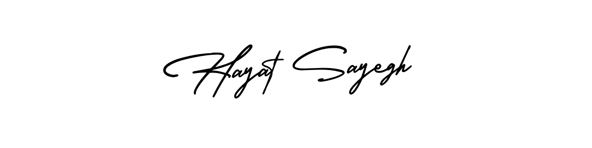 You should practise on your own different ways (AmerikaSignatureDemo-Regular) to write your name (Hayat Sayegh) in signature. don't let someone else do it for you. Hayat Sayegh signature style 3 images and pictures png