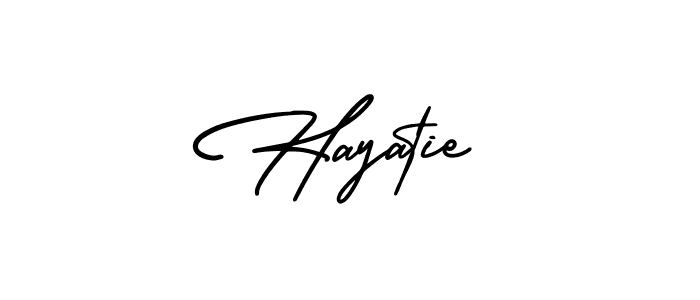 Use a signature maker to create a handwritten signature online. With this signature software, you can design (AmerikaSignatureDemo-Regular) your own signature for name Hayatie. Hayatie signature style 3 images and pictures png