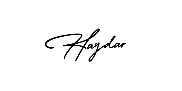 Use a signature maker to create a handwritten signature online. With this signature software, you can design (AmerikaSignatureDemo-Regular) your own signature for name Haydar. Haydar signature style 3 images and pictures png