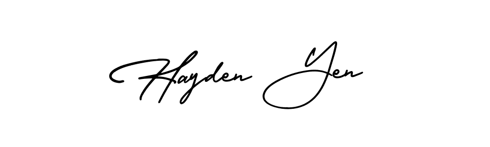 Hayden Yen stylish signature style. Best Handwritten Sign (AmerikaSignatureDemo-Regular) for my name. Handwritten Signature Collection Ideas for my name Hayden Yen. Hayden Yen signature style 3 images and pictures png