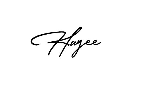 Use a signature maker to create a handwritten signature online. With this signature software, you can design (AmerikaSignatureDemo-Regular) your own signature for name Hayee. Hayee signature style 3 images and pictures png