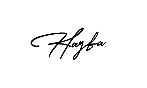 You should practise on your own different ways (AmerikaSignatureDemo-Regular) to write your name (Hayfa) in signature. don't let someone else do it for you. Hayfa signature style 3 images and pictures png
