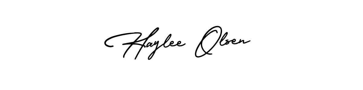 Haylee Olsen stylish signature style. Best Handwritten Sign (AmerikaSignatureDemo-Regular) for my name. Handwritten Signature Collection Ideas for my name Haylee Olsen. Haylee Olsen signature style 3 images and pictures png