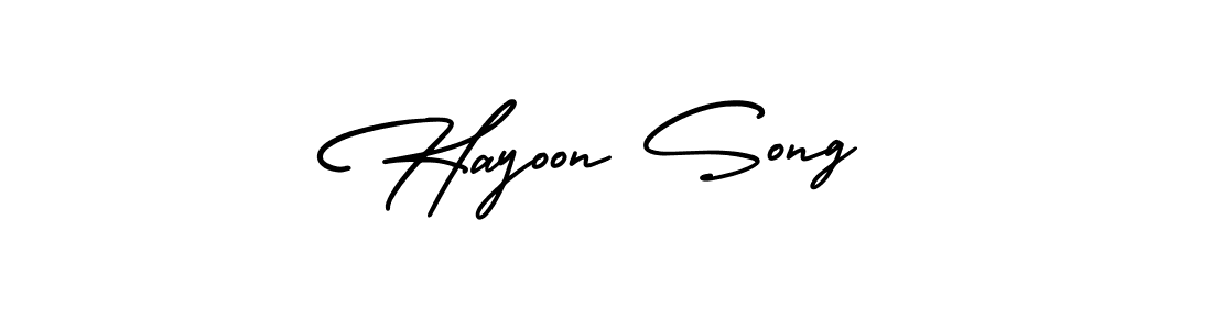 Use a signature maker to create a handwritten signature online. With this signature software, you can design (AmerikaSignatureDemo-Regular) your own signature for name Hayoon Song. Hayoon Song signature style 3 images and pictures png