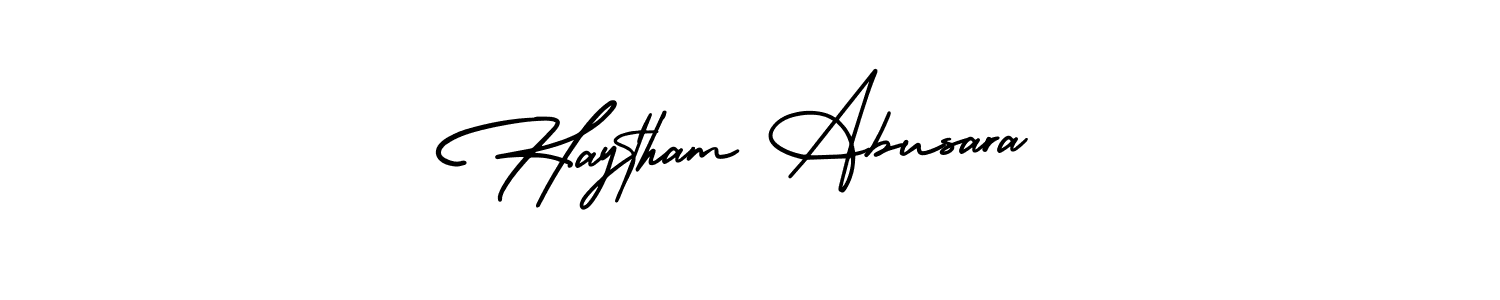 How to make Haytham Abusara name signature. Use AmerikaSignatureDemo-Regular style for creating short signs online. This is the latest handwritten sign. Haytham Abusara signature style 3 images and pictures png