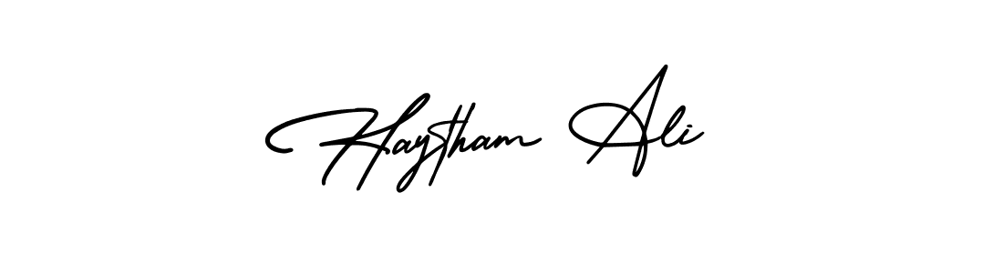 How to Draw Haytham Ali signature style? AmerikaSignatureDemo-Regular is a latest design signature styles for name Haytham Ali. Haytham Ali signature style 3 images and pictures png