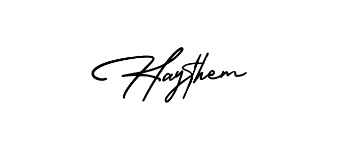 Also we have Haythem name is the best signature style. Create professional handwritten signature collection using AmerikaSignatureDemo-Regular autograph style. Haythem signature style 3 images and pictures png