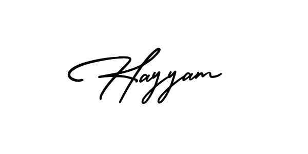Use a signature maker to create a handwritten signature online. With this signature software, you can design (AmerikaSignatureDemo-Regular) your own signature for name Hayyam. Hayyam signature style 3 images and pictures png