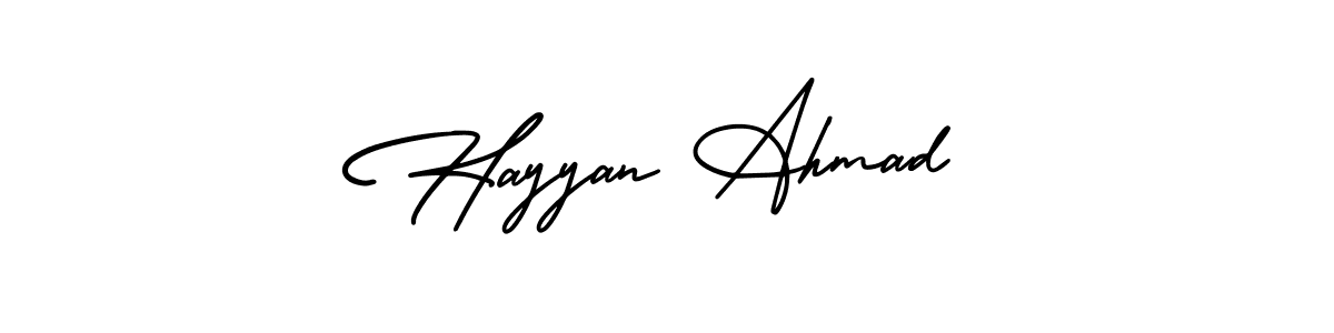 Also You can easily find your signature by using the search form. We will create Hayyan Ahmad name handwritten signature images for you free of cost using AmerikaSignatureDemo-Regular sign style. Hayyan Ahmad signature style 3 images and pictures png